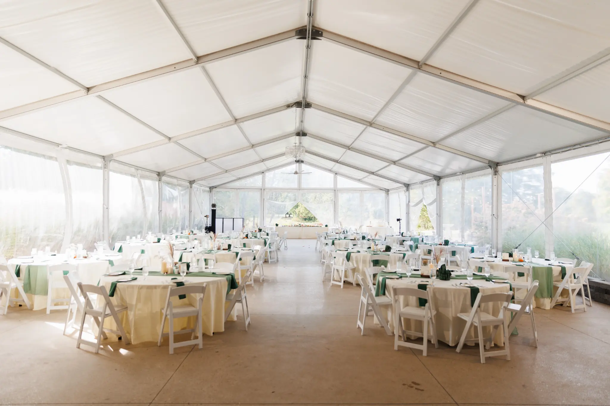 Fall wedding reception setup inside the venue