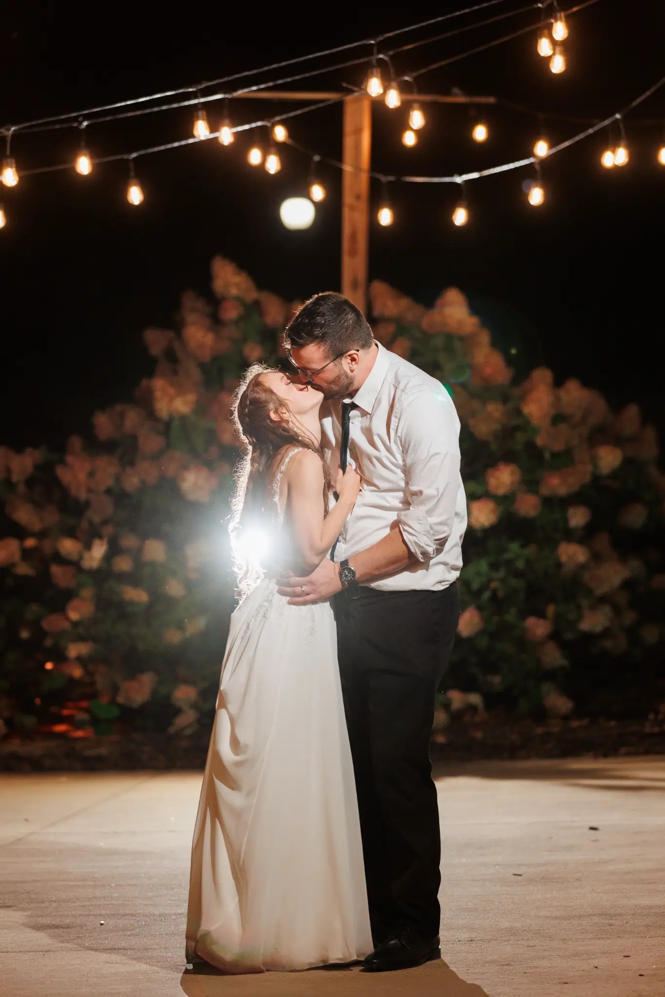 Under the patio lights